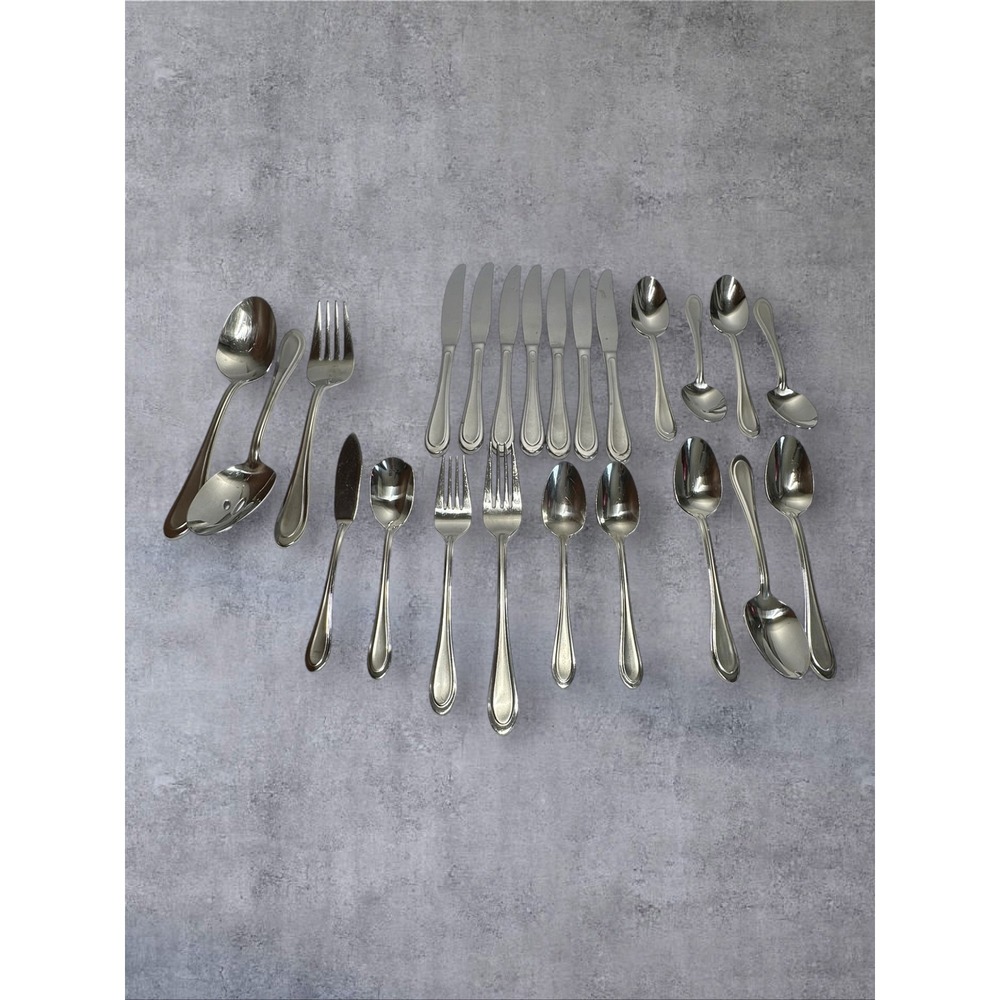 Oneida Flatware Set 23pc Silver Satin Sand Dune 18/10 Stainless